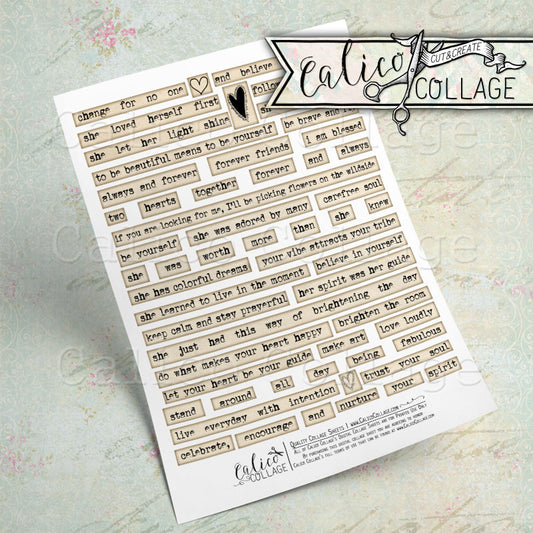 Printable Positive Sayings, Mixed Media Words