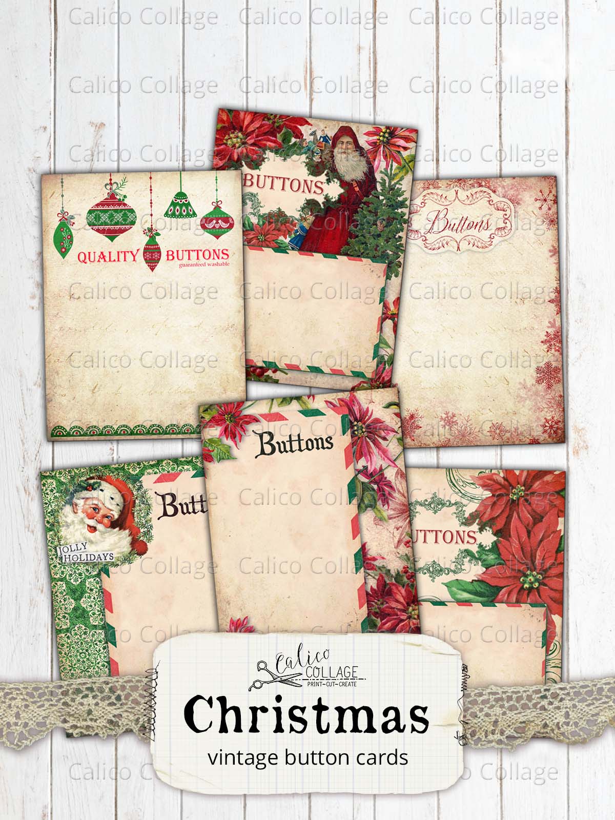 Vintage Christmas Button Cards
