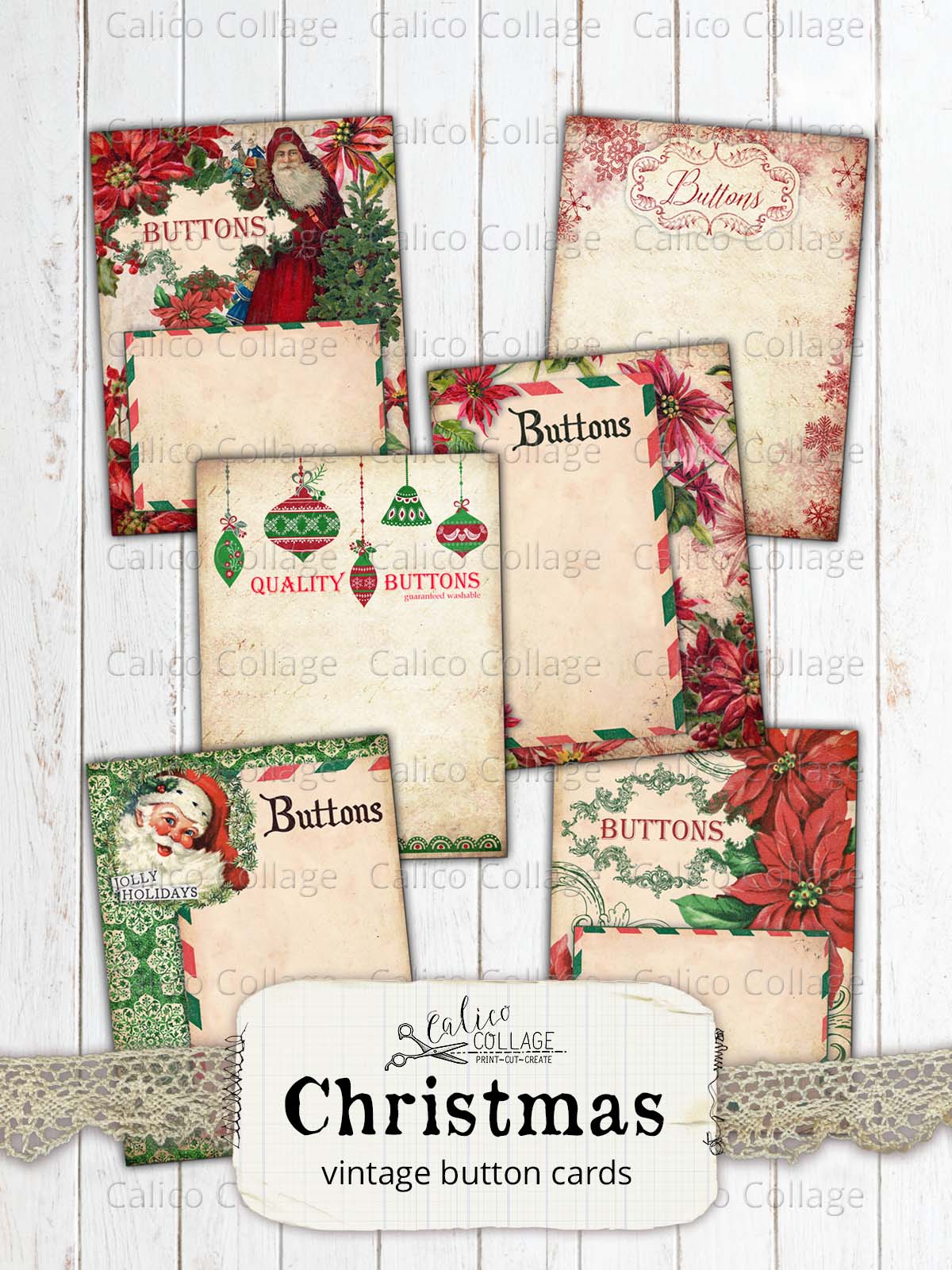 Vintage Christmas Button Cards – CalicoCollage vintage-christmas-button-cards-calicocollage