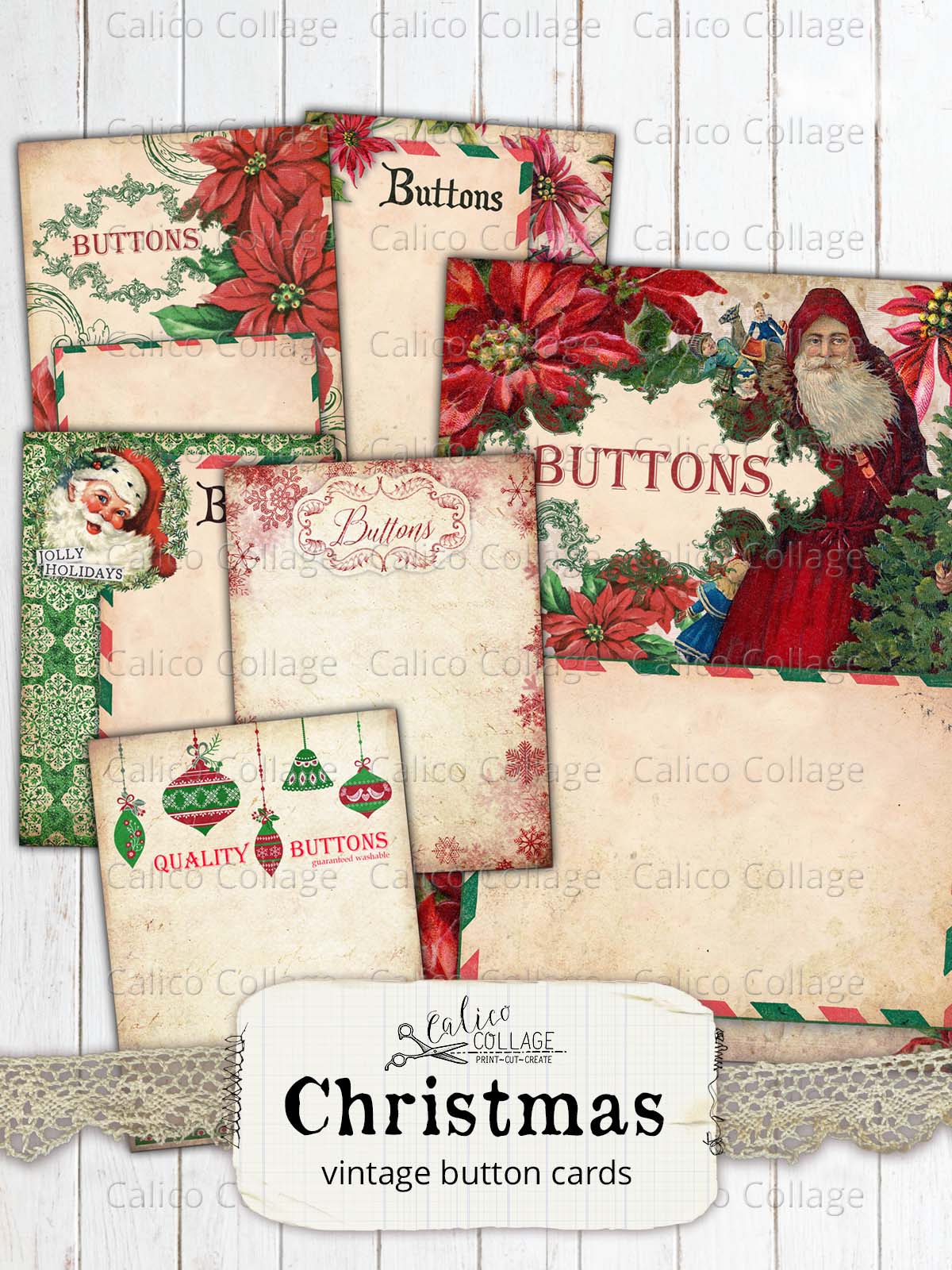 Vintage Christmas Button Cards