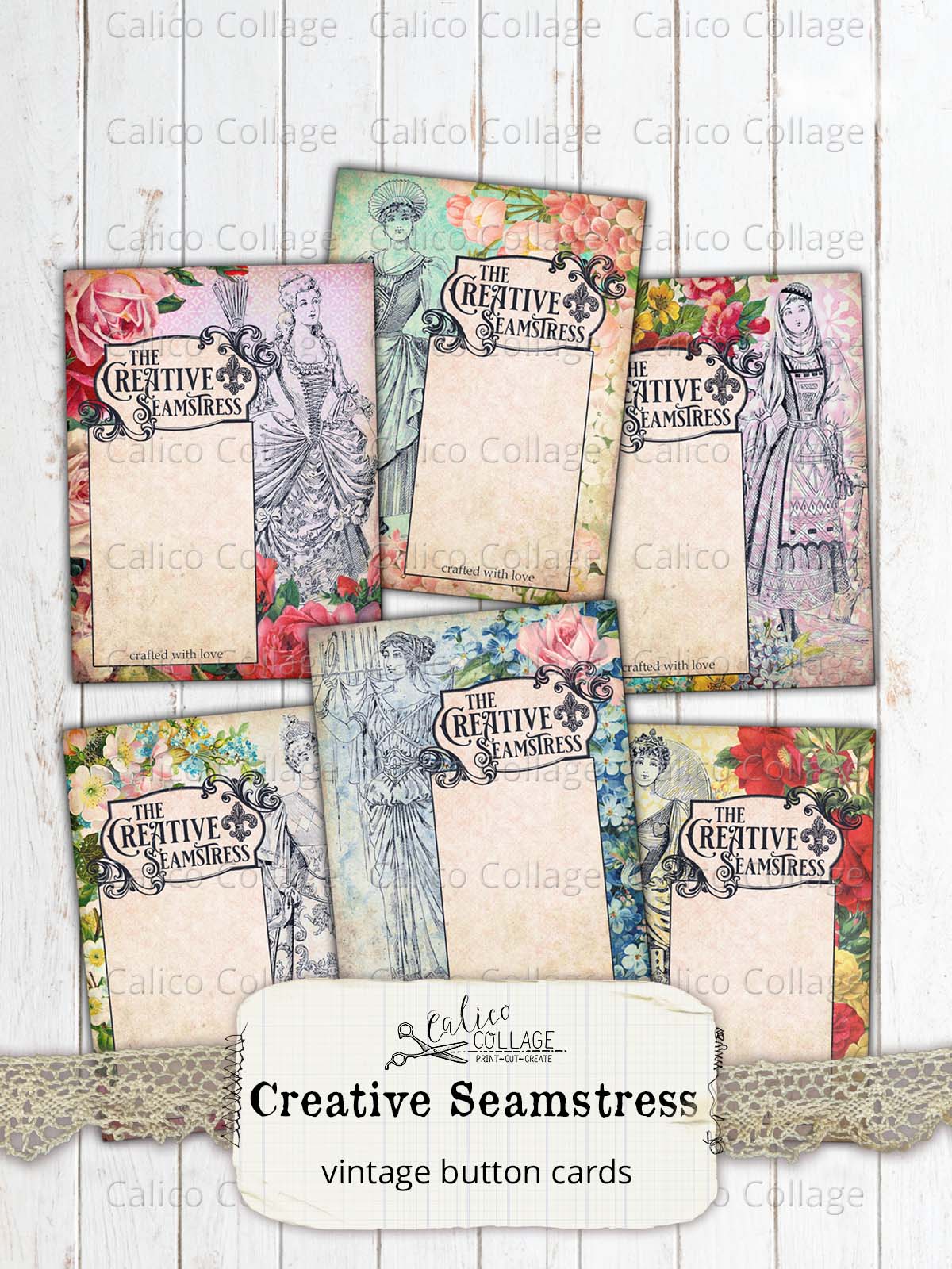 The Creative Seamstress Button Card Ephemera
