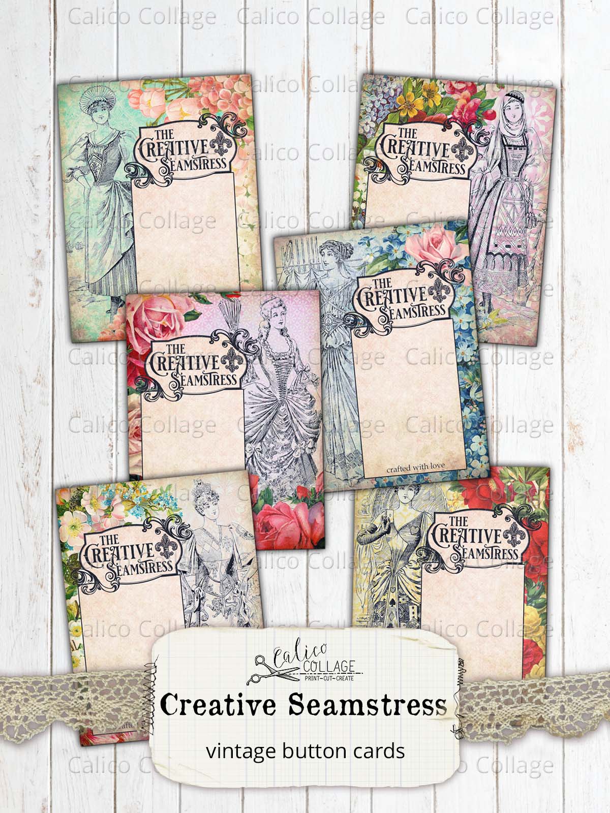 The Creative Seamstress Button Card Ephemera