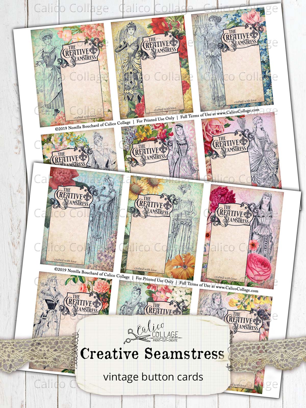 The Creative Seamstress Button Card Ephemera