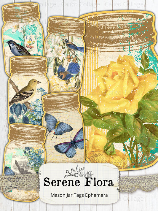 Serene Flora Mason Jar Tags