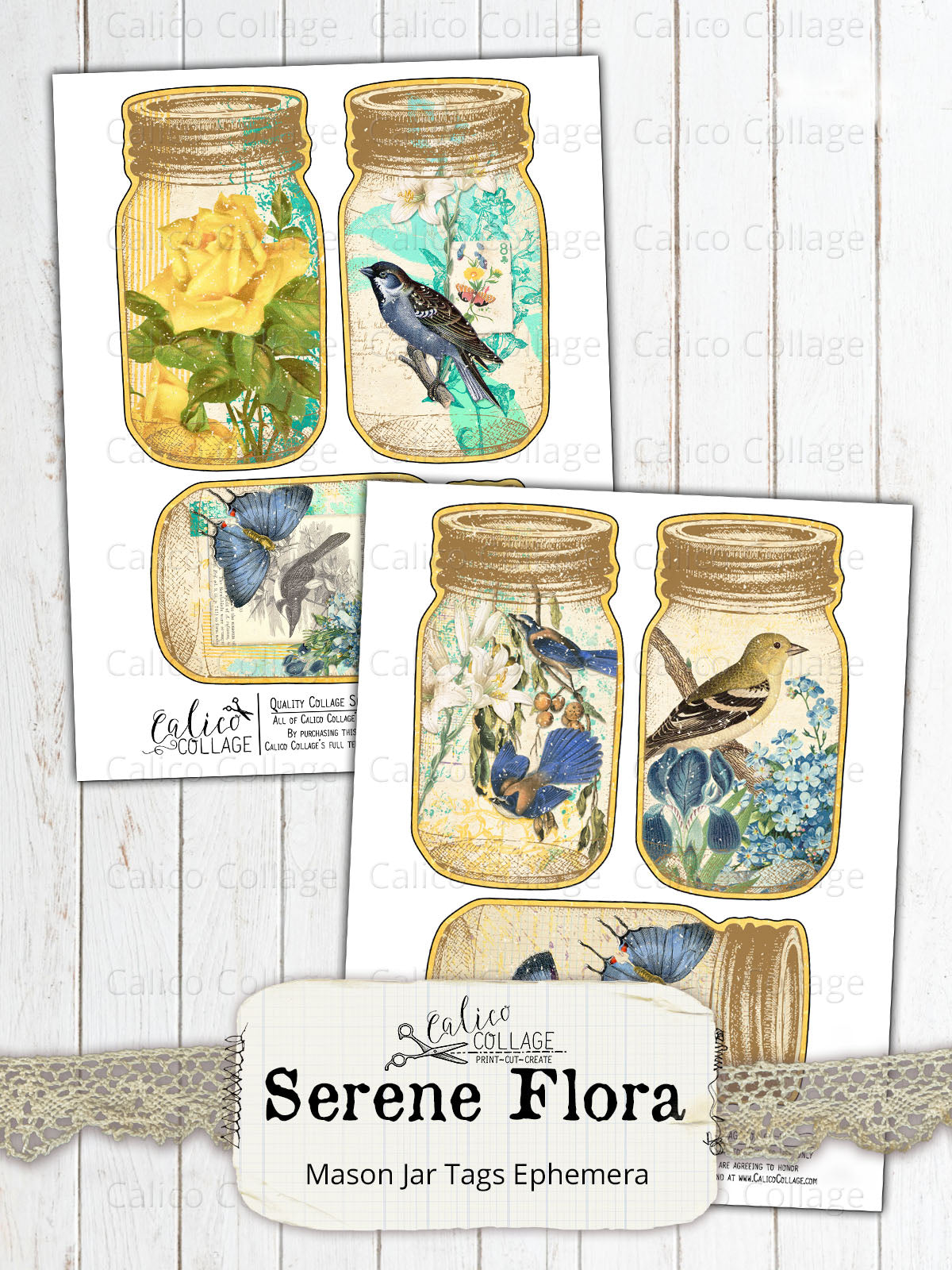 Serene Flora Mason Jar Tags
