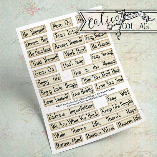 Good Vibes Printable Words and Phrases