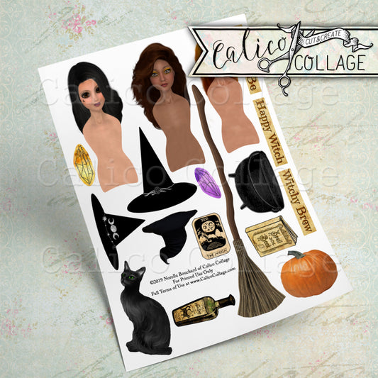 Little Witches Printable Paper Art Dolls