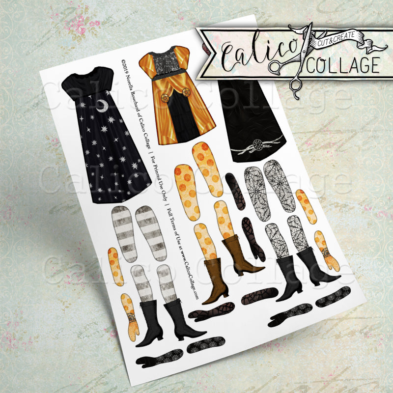 Little Witches Printable Paper Art Dolls