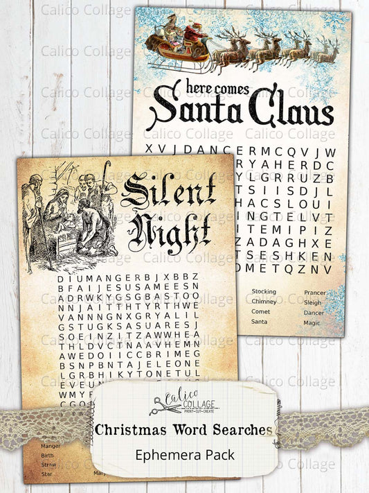 Holiday Word Search Ephemera Cards