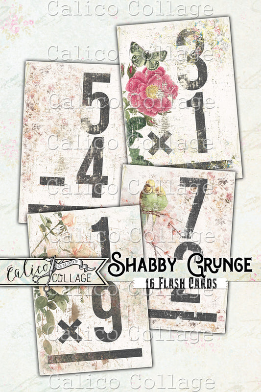 Printable Junk Journal Flashcards, Shabby Grunge
