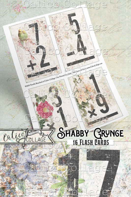 Printable Junk Journal Flashcards, Shabby Grunge