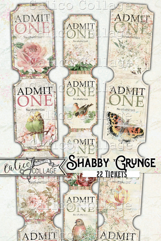 Printable Junk Journal Shabby Grunge Tickets