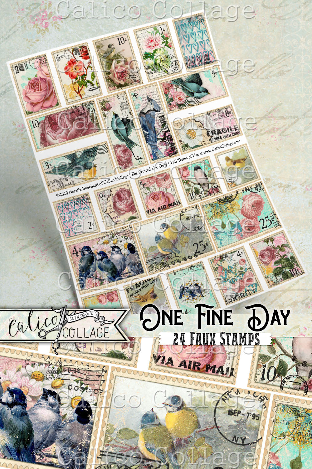 One Fine Day Printable Faux Stamps