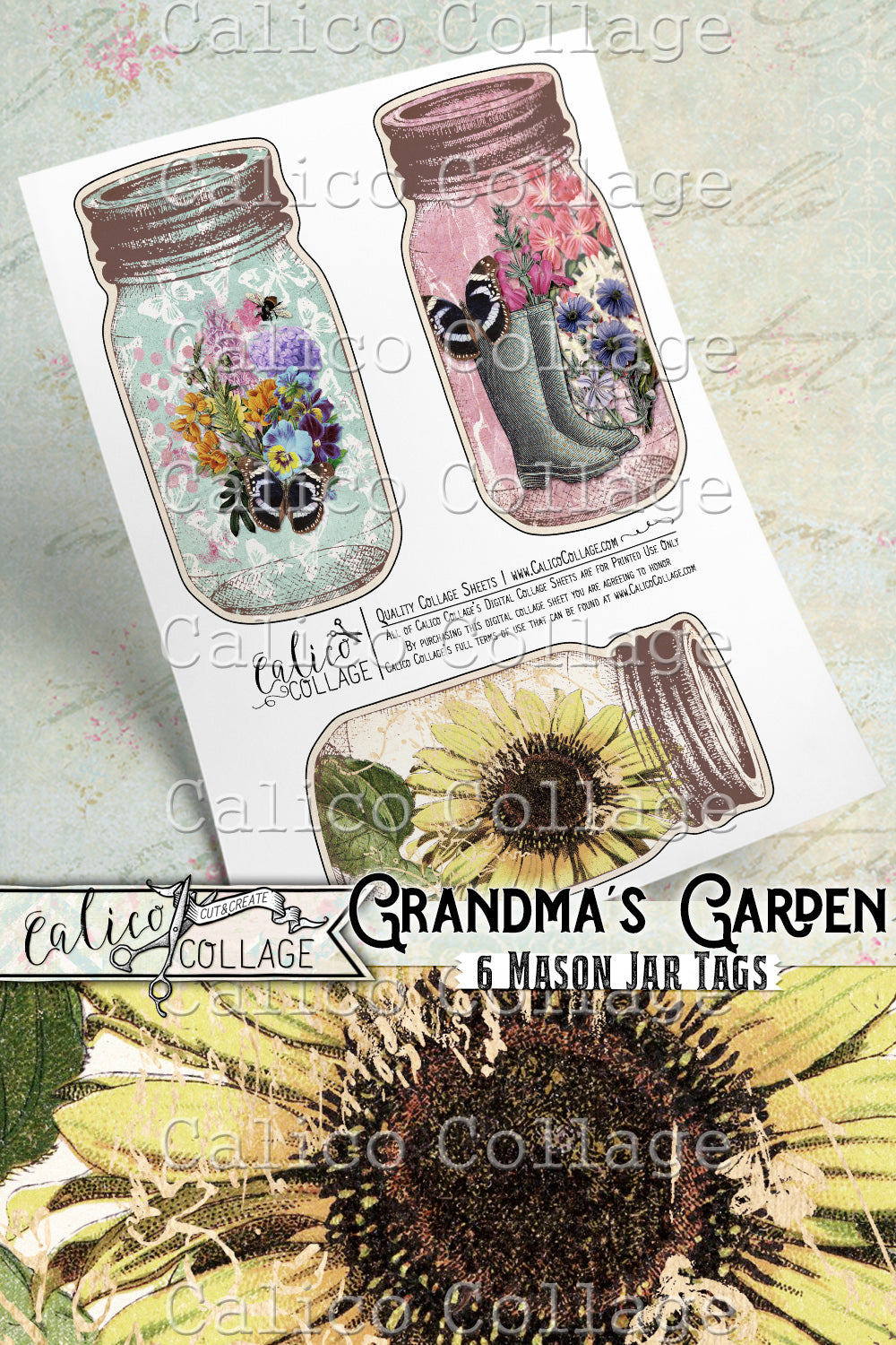 Grandmas Garden Printable Mason Jar Junk Journal Tags