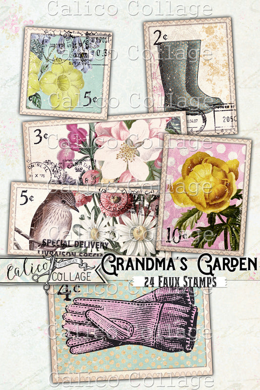 Printable Faux Stamps Vintage Ephemera