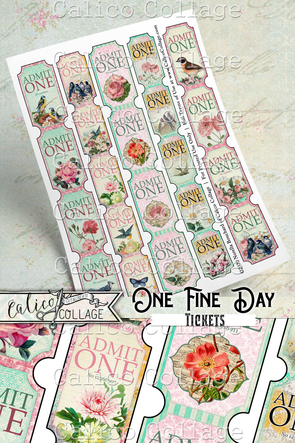 Printable Junk journal One Fine Day Tickets