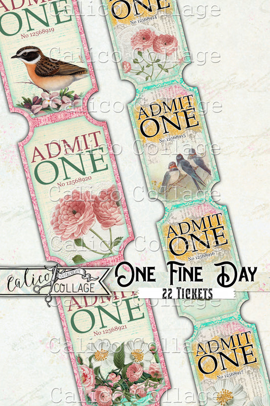 Printable Junk journal One Fine Day Tickets