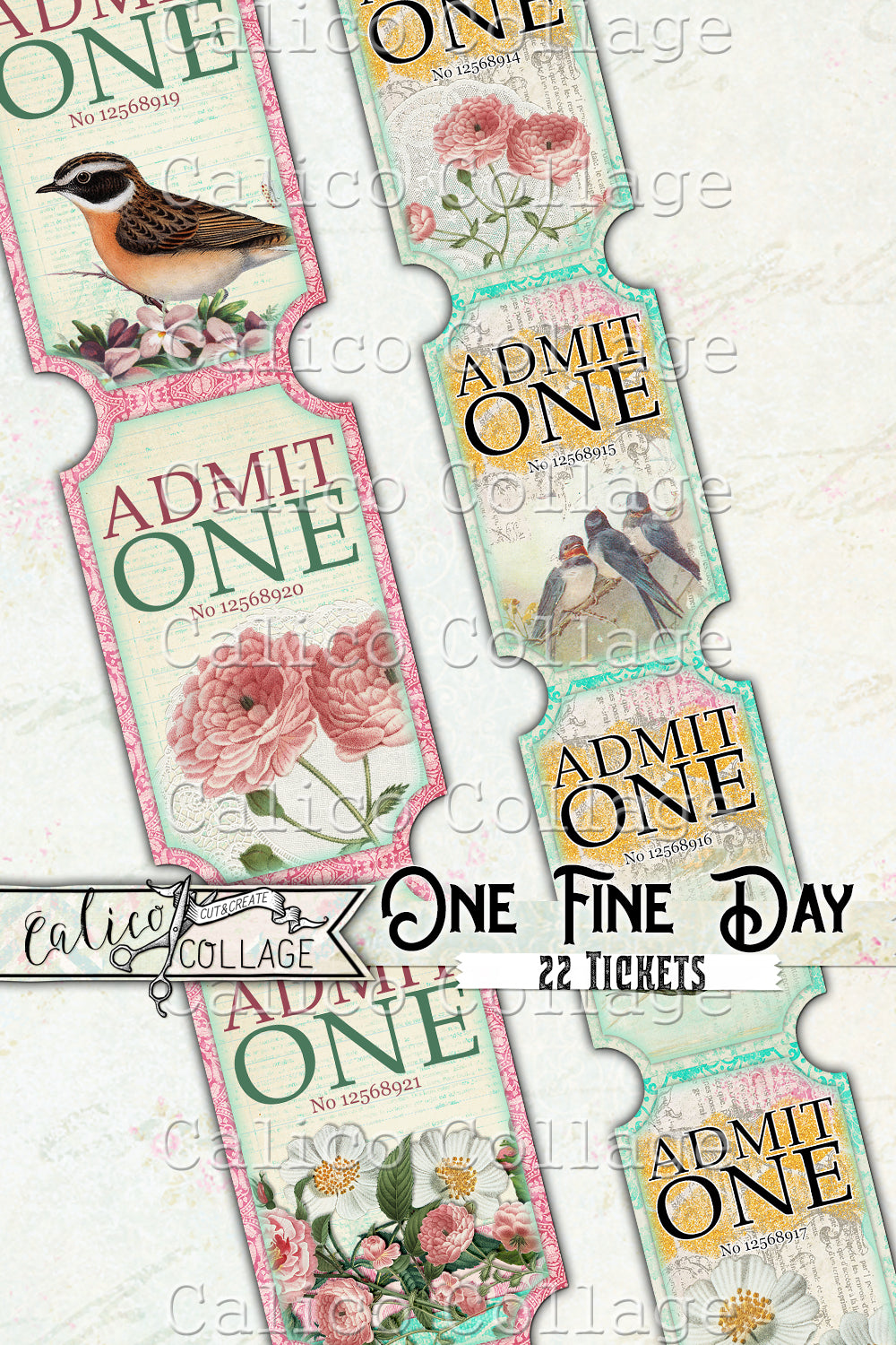 Printable Junk journal One Fine Day Tickets