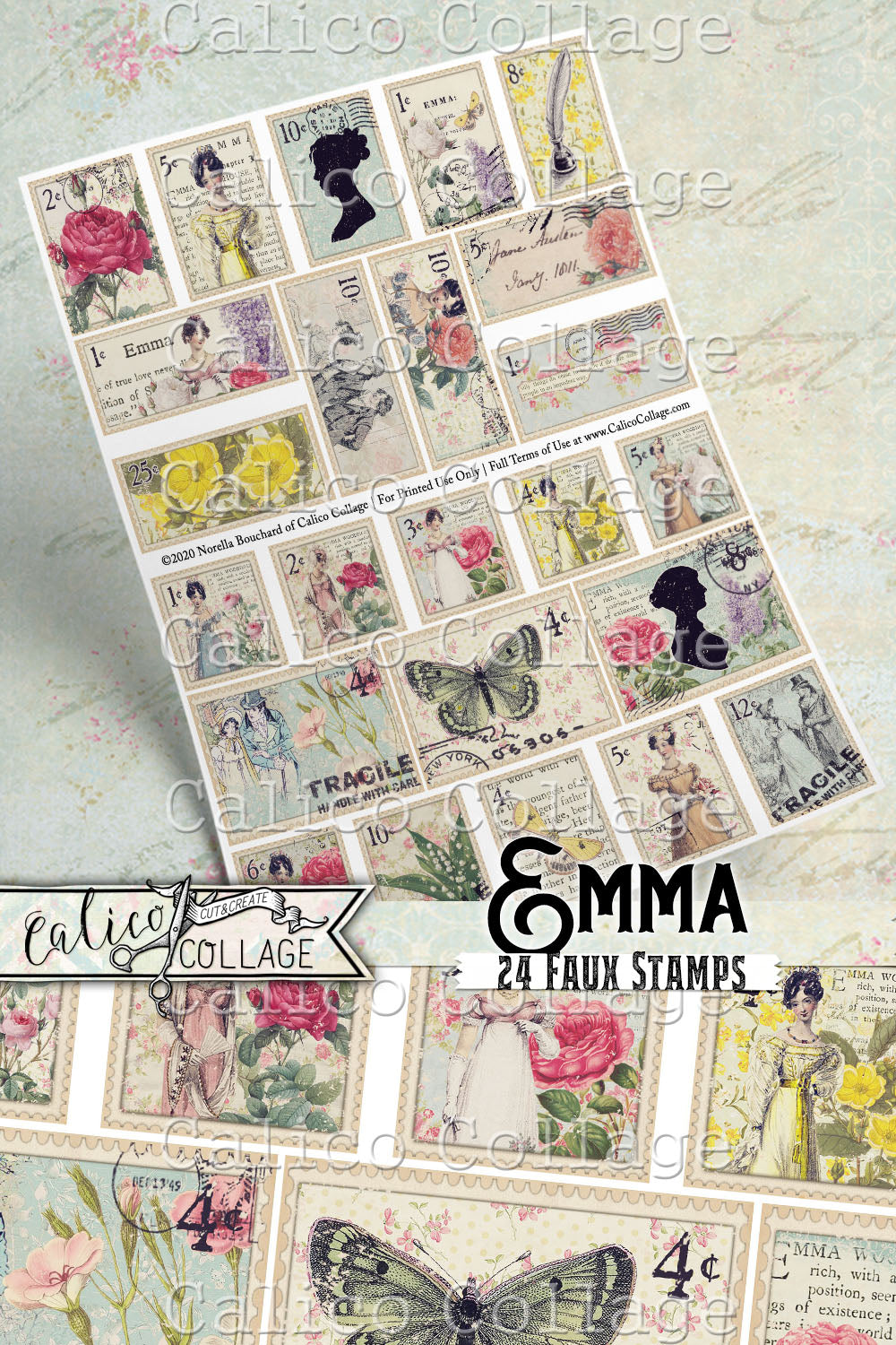 Jane Austen Emma Printable Faux Stamps