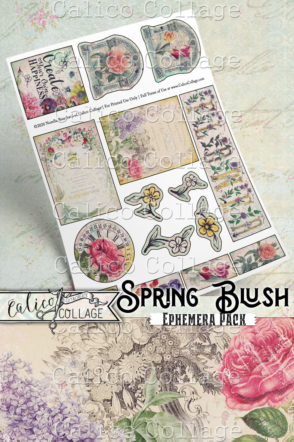 Spring Blush Junk Journal Ephemera Pack