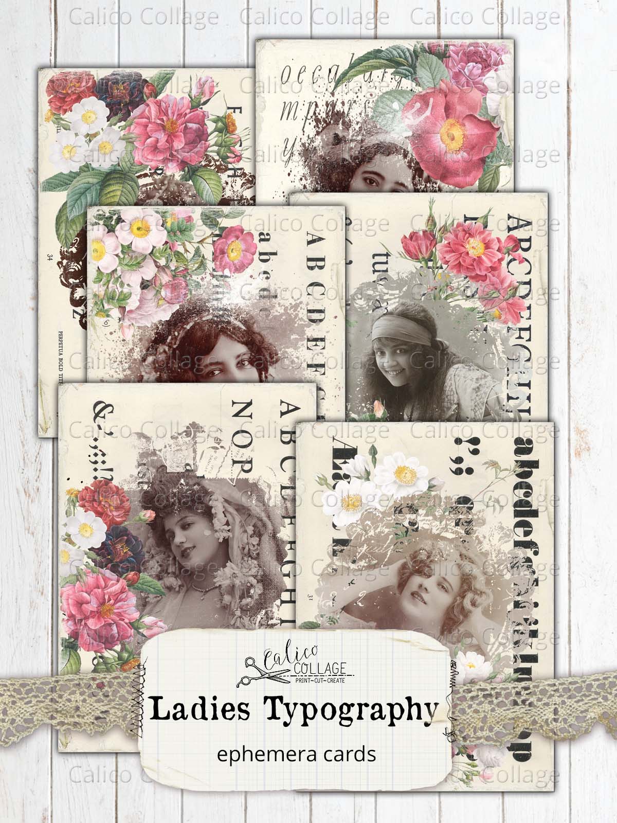 Typography Ladies Junk Journal Ephemera