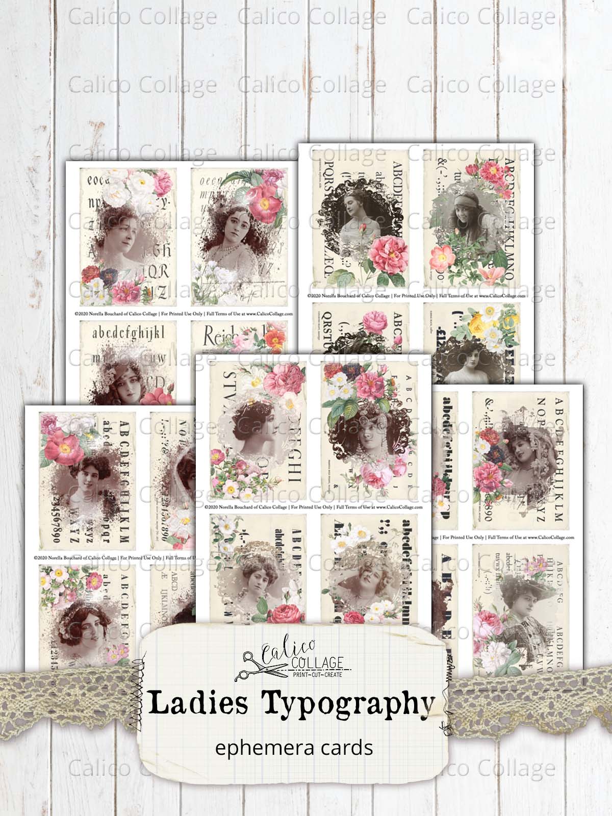 Typography Ladies Junk Journal Ephemera