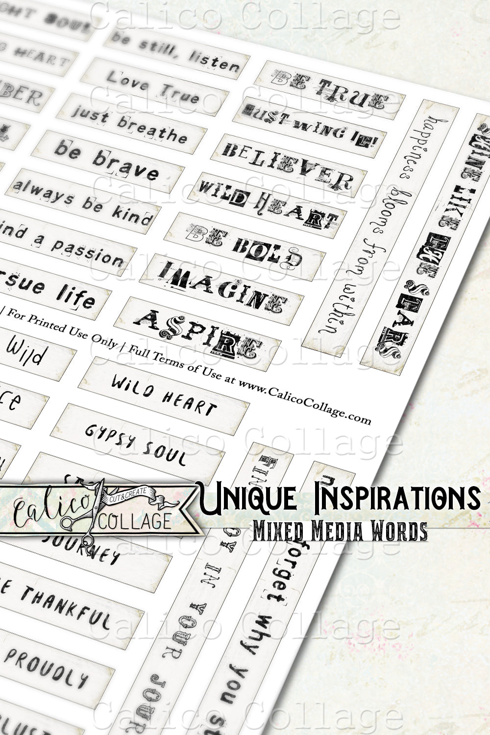 Unique Inspirations Mixed Media Words