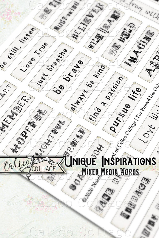 Unique Inspirations Mixed Media Words