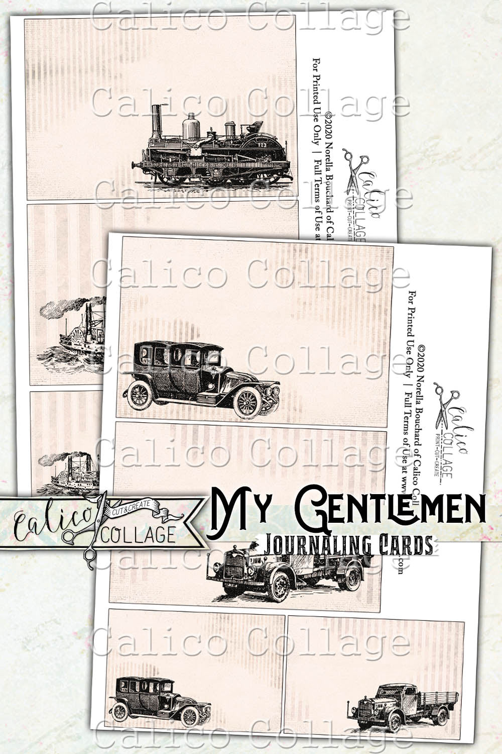 My Gentlemen Junk Journal Journaling Cards