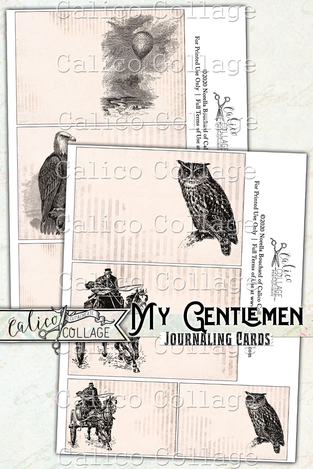My Gentlemen Junk Journal Journaling Cards