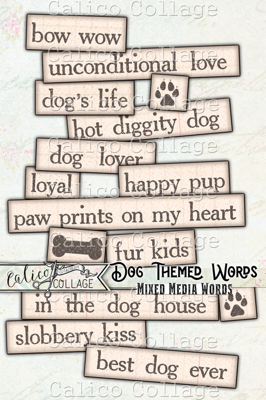 Dog Themed Printable Words