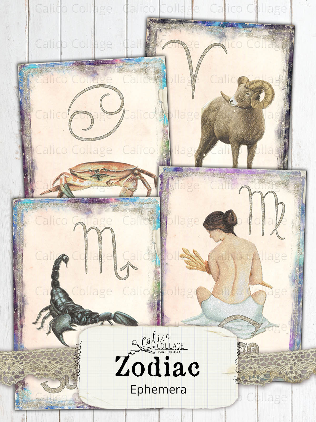 Zodiac Journaling Cards, Among the Stars Junk Journal