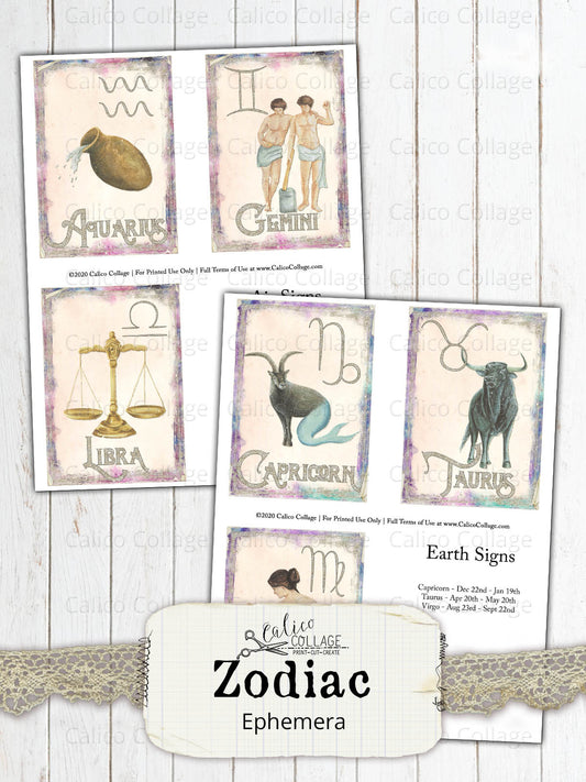 Zodiac Journaling Cards, Among the Stars Junk Journal