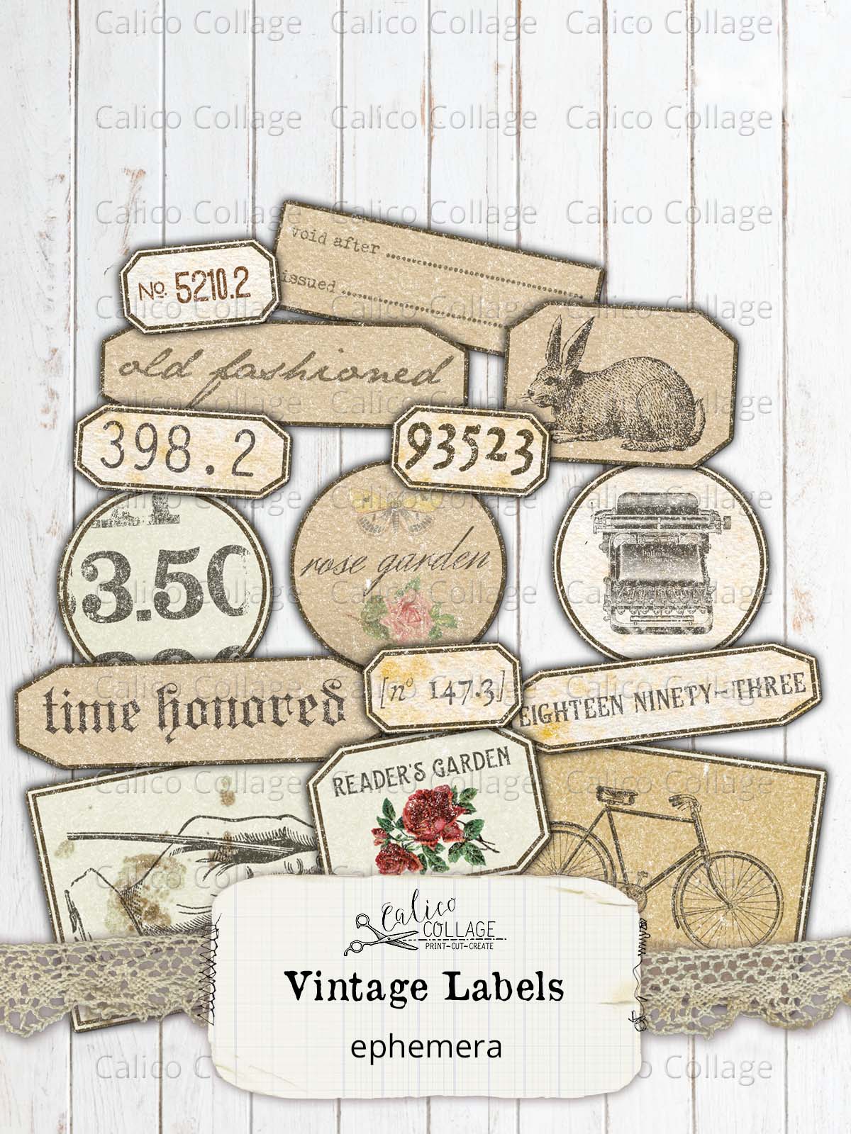 Printable Vintage Labels, Junk Journal Supplies