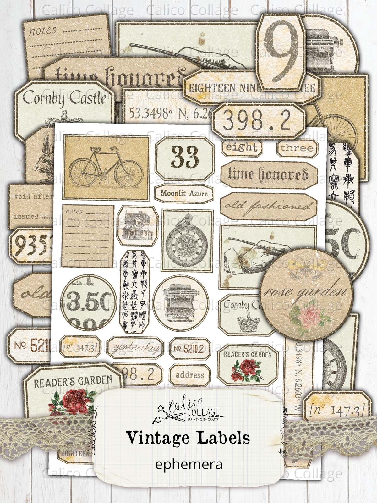 Printable Vintage Labels, Junk Journal Supplies