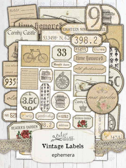 Printable Vintage Labels, Junk Journal Supplies
