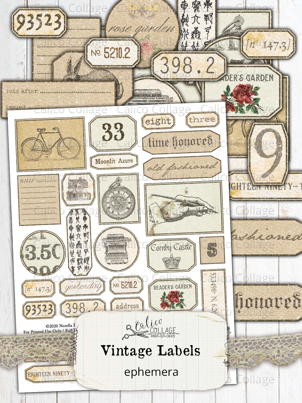Printable Vintage Labels, Junk Journal Supplies