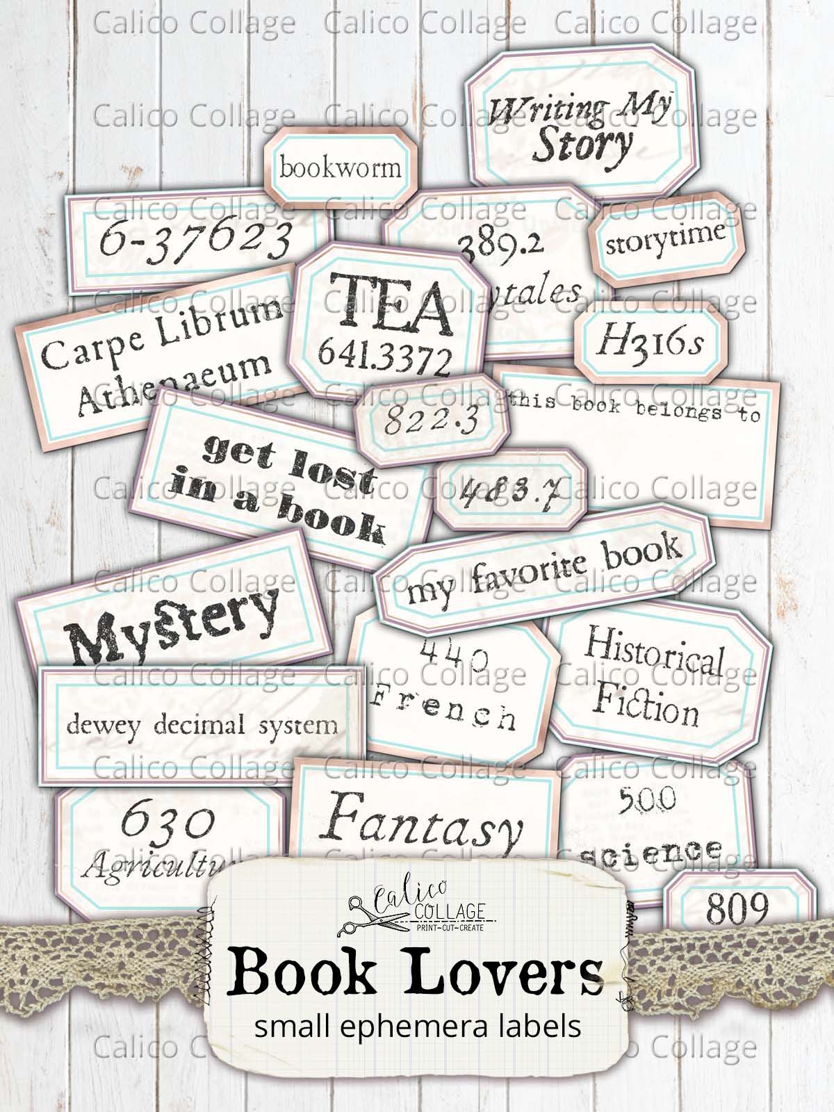 Book Themed Labels, Junk Journal Printable