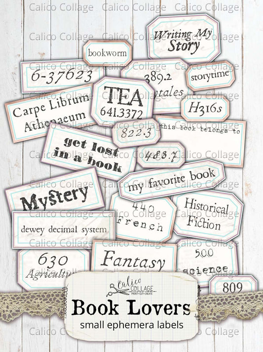 Book Themed Labels, Junk Journal Printable