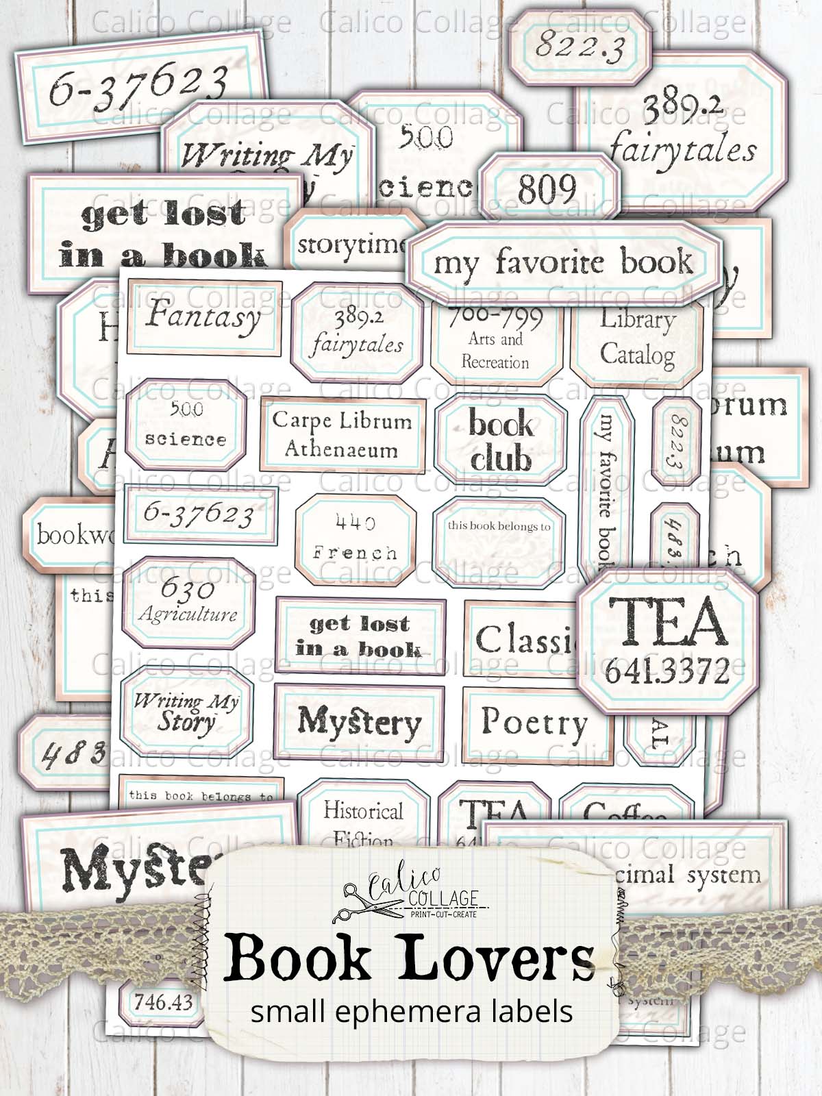 Book Themed Labels, Junk Journal Printable
