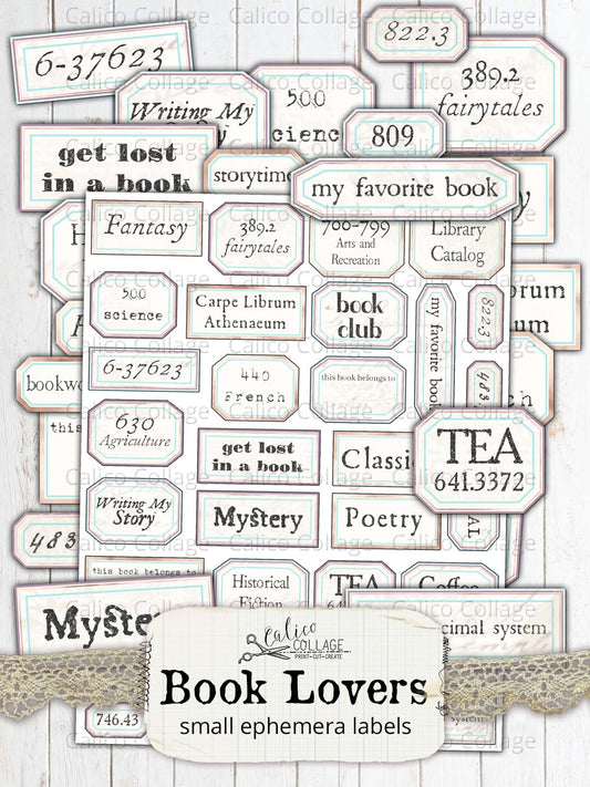 Book Themed Labels, Junk Journal Printable