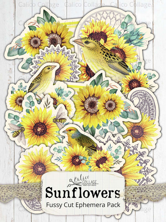 Sunflower Junk Journal Fussy Cut Ephemera