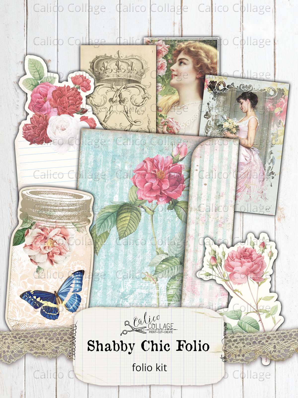 Shabby Chic Junk Journal Folio Kit, Victorian Rose