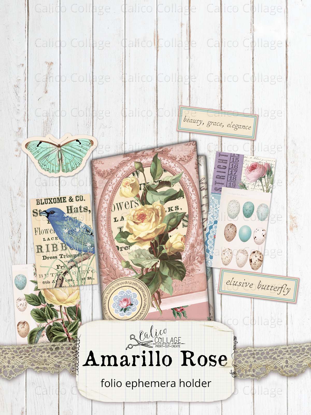 Junk Journal Folio, Amarillo Rose