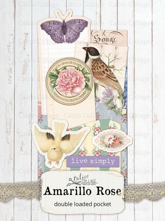 Junk Journal Loaded Pocket, Amarillo Rose