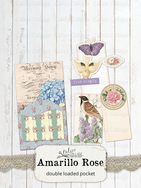 Junk Journal Loaded Pocket, Amarillo Rose