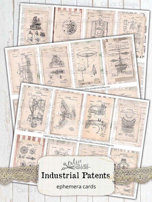 Steampunk Patent Junk Journal Ephemera Pack, Mechanical Garden