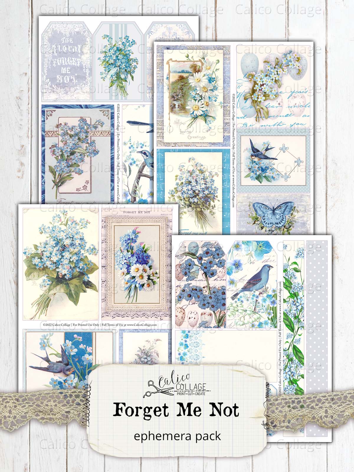 Forget Me Not Ephemera Pack