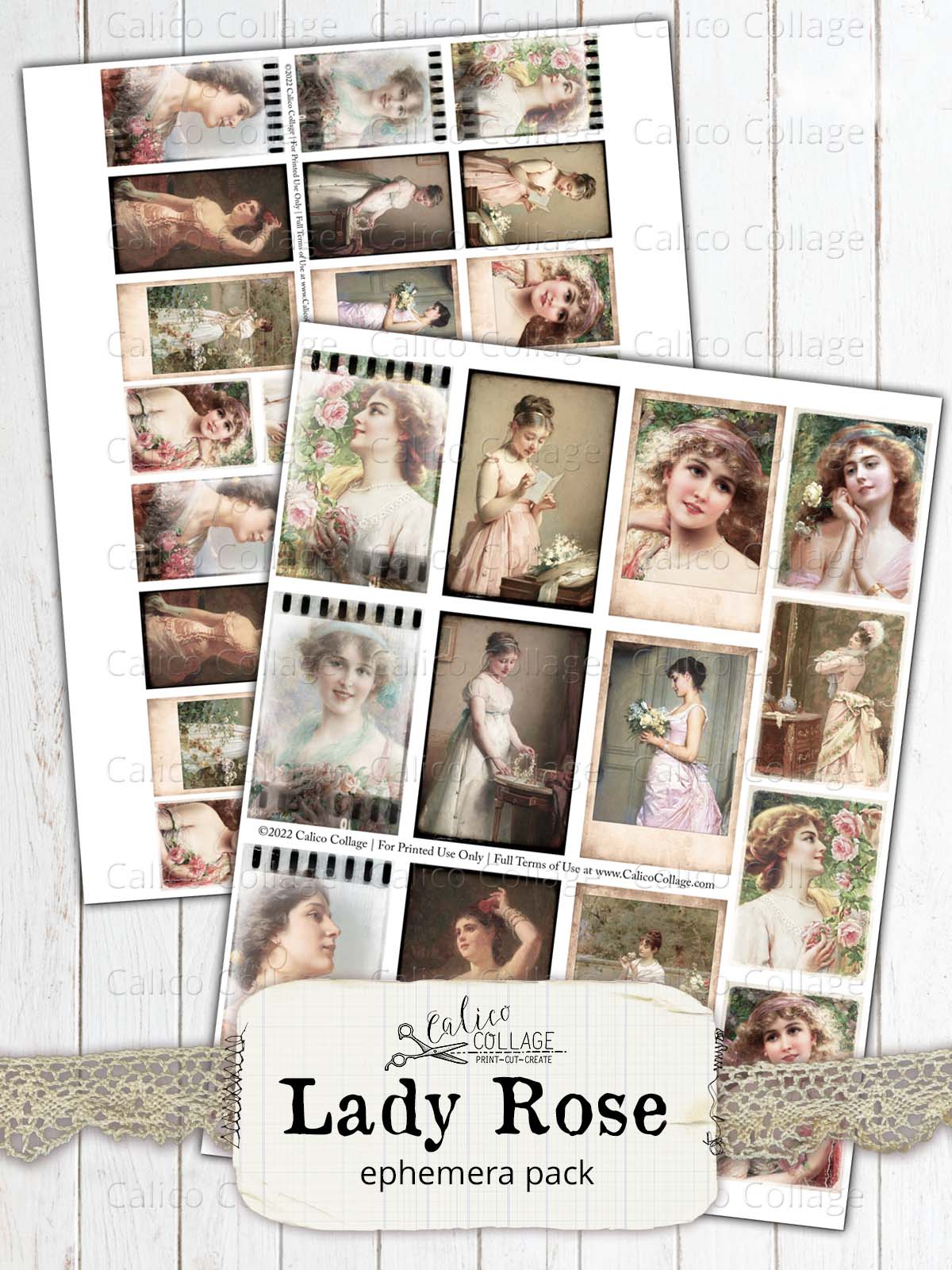 Victorian Women Small Ephemera Pack, Victorian Rose