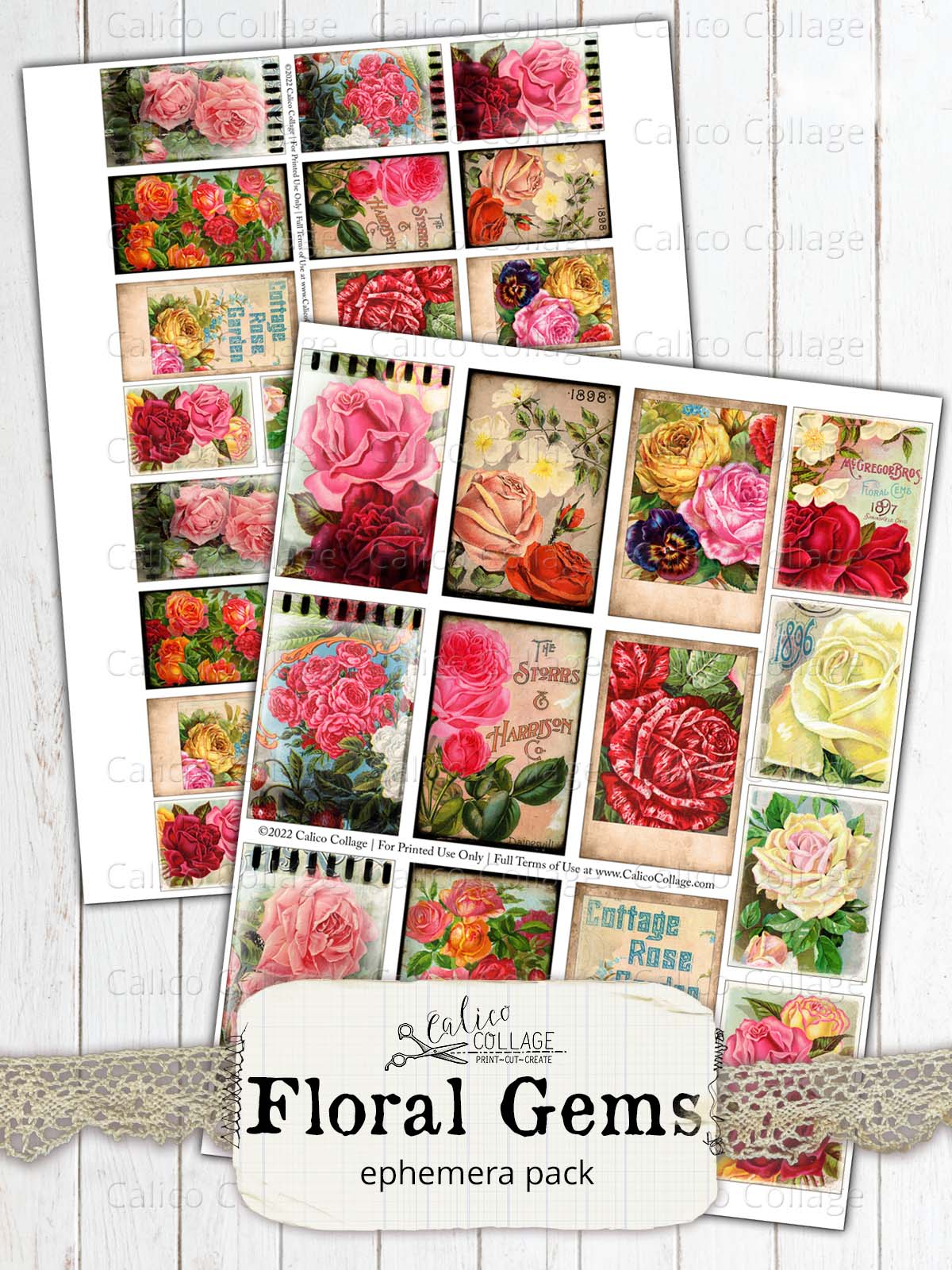 Garden Seed Packet Small Ephemera, Floral Gems